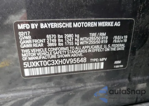 2017 BMW X5 Xdr40E z USA, uszkodzony, nr VIN 5UXKT0C3XH0V95648